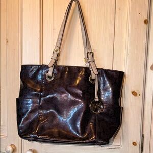 Michael Kors Chocolate Tote with Beige Straps